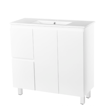 PVC Gloss White Freestanding Vanity Cabinet With sink